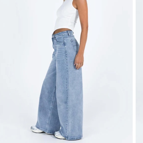 Polly Princess Naylor Wide Leg Jeans Light Wash Denim - Picture 2 of 6